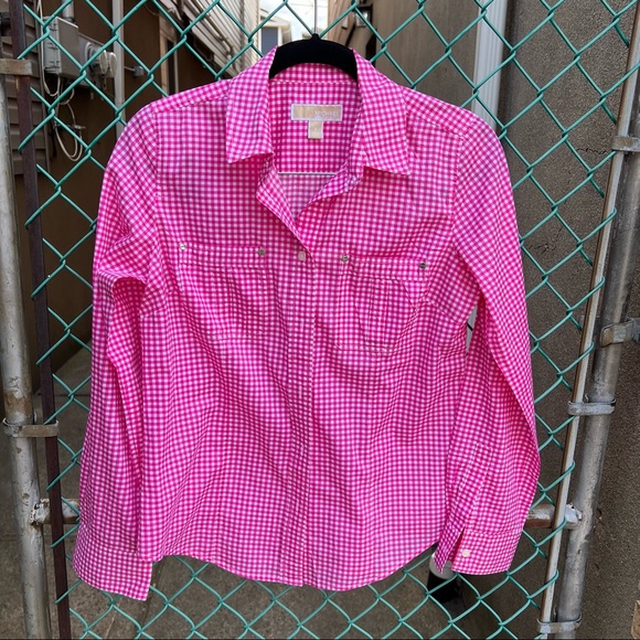 Michael Kors Women’s Pink Gingham Shirt S - Picture 1 of 14